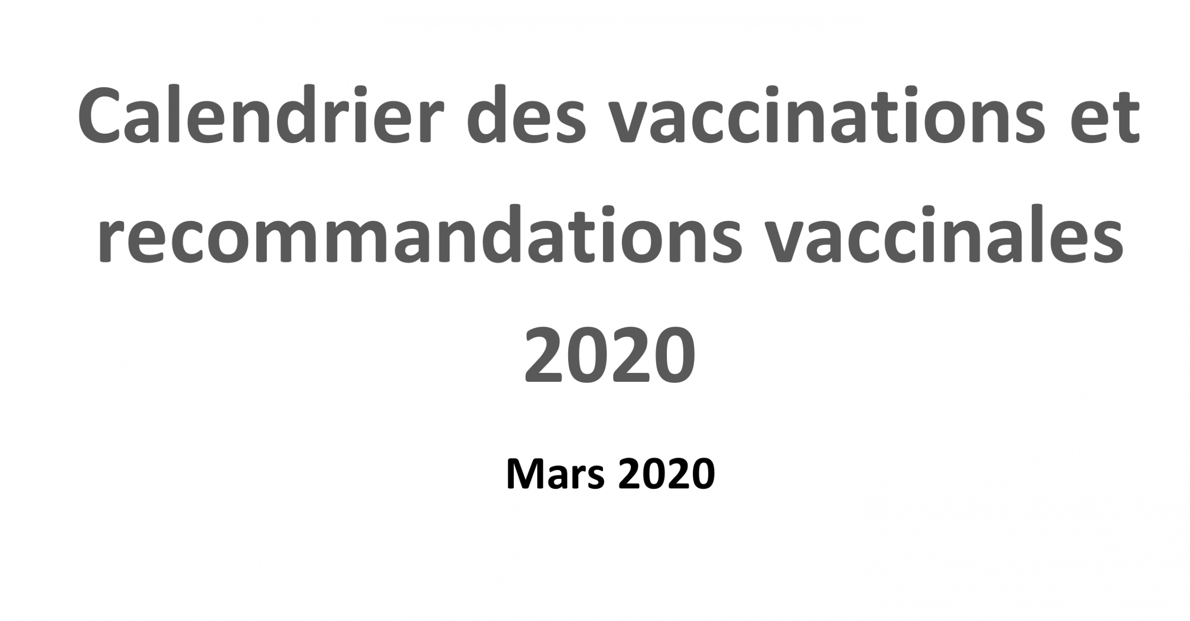 Calendrier Vaccinal 2020